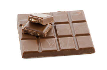 Image showing Closeup detail of chocolate with almods parts