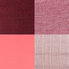 Image showing Set of pink fabric samples