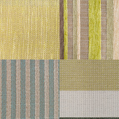 Image showing Set of green fabric samples