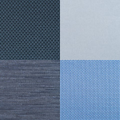 Image showing Set of blue fabric samples