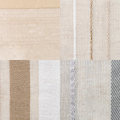 Image showing Set of brown fabric samples