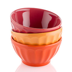 Image showing Three colored bowls