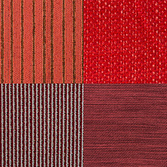 Image showing Set of red fabric samples