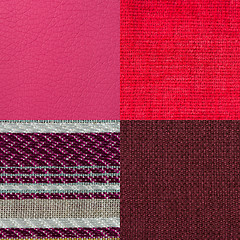 Image showing Set of pink fabric samples