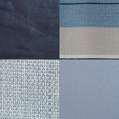 Image showing Set of blue fabric samples