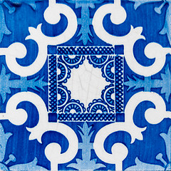 Image showing Traditional Portuguese glazed tiles