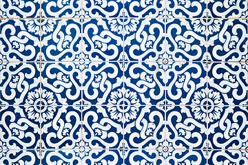 Image showing Traditional Portuguese glazed tiles