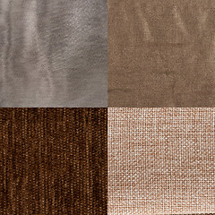 Image showing Set of brown fabric samples