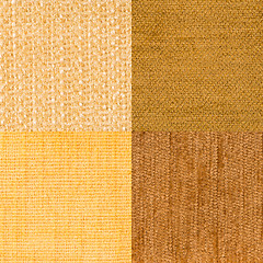 Image showing Set of yellow fabric samples