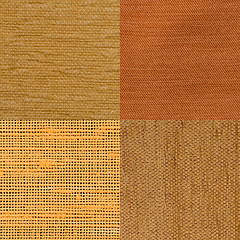 Image showing Set of yellow fabric samples