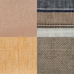 Image showing Set of brown fabric samples