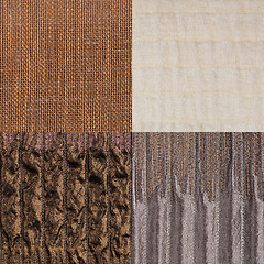 Image showing Set of brown fabric samples