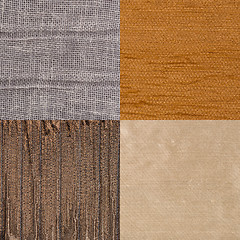 Image showing Set of brown fabric samples