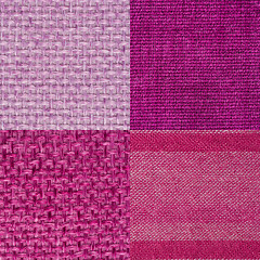 Image showing Set of pink fabric samples