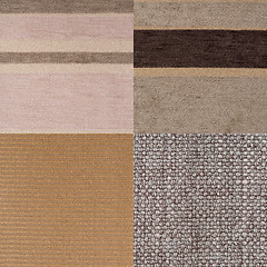 Image showing Set of brown fabric samples