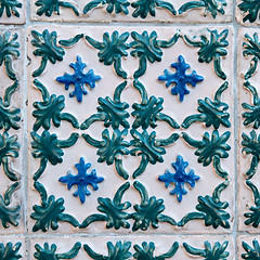 Image showing Traditional Portuguese glazed tiles