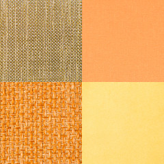 Image showing Set of yellow fabric samples