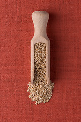 Image showing Wooden scoop with sesame seeds