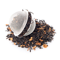 Image showing Black dry tea with petals