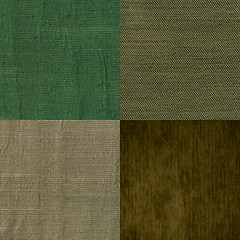 Image showing Set of green fabric samples