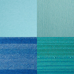 Image showing Set of blue fabric samples