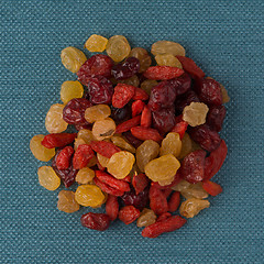 Image showing Circle of mixed dried fruits