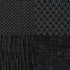 Image showing Set of black fabric samples