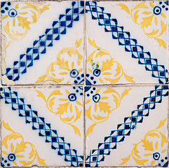 Image showing Traditional Portuguese glazed tiles