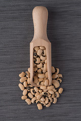 Image showing Wooden scoop with white beans