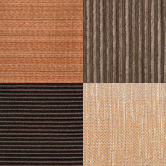 Image showing Set of brown fabric samples