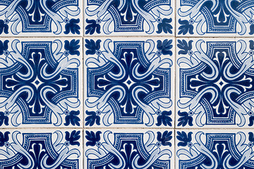 Image showing Traditional Portuguese glazed tiles