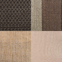 Image showing Set of brown fabric samples