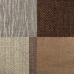 Image showing Set of brown fabric samples