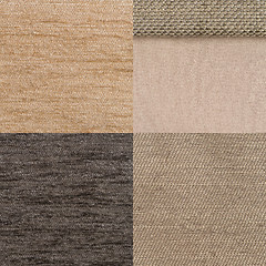 Image showing Set of brown fabric samples