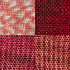 Image showing Set of red fabric samples