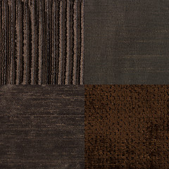 Image showing Set of brown fabric samples