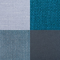 Image showing Set of blue fabric samples