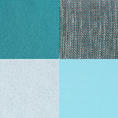 Image showing Set of blue fabric samples