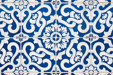 Image showing Traditional Portuguese glazed tiles