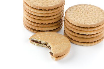 Image showing Sandwich biscuits with chocolate filling