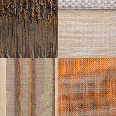 Image showing Set of brown fabric samples