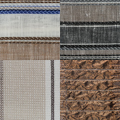 Image showing Set of brown fabric samples