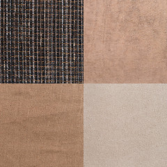 Image showing Set of brown fabric samples