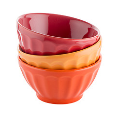 Image showing Three colored bowls