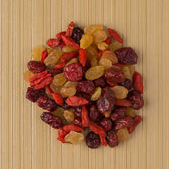 Image showing Circle of mixed dried fruits