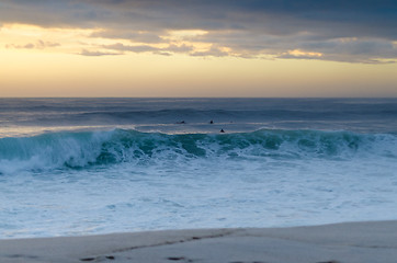 Image showing Surfers on the water