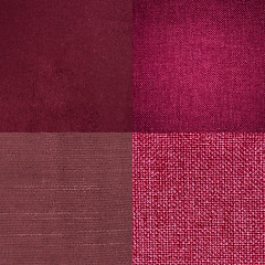 Image showing Set of pink fabric samples