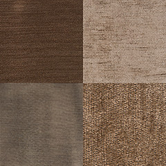 Image showing Set of brown fabric samples