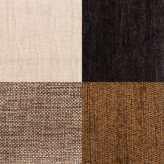 Image showing Set of brown fabric samples