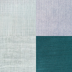 Image showing Set of blue fabric samples